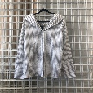 Lost Ink Striped White Blouse
